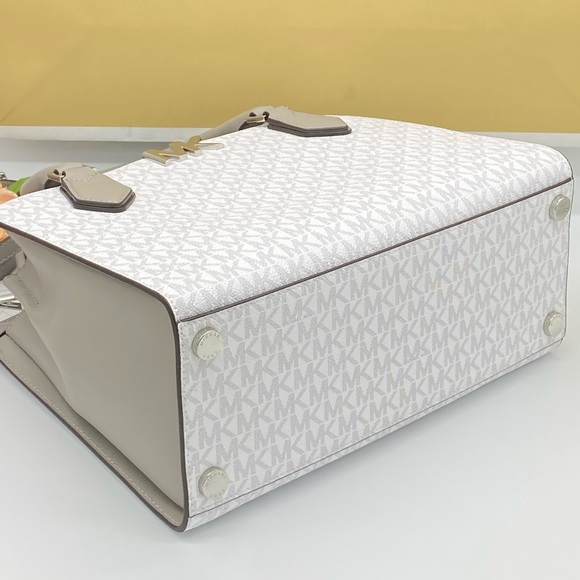 MICHAEL KORS MOTT LARGE SATCHEL BRIGHT WHITE LEATR - Picture 14 of 16